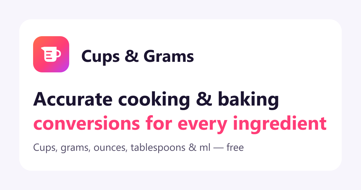 Tog Rasm Half-and-half: Cups to Grams Converter & Chart | Cups & Grams